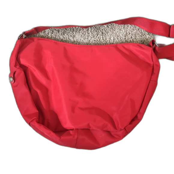 Vintage 1980s Liz Claiborne Purse Nylon Red Bag Crossbody Mid to Large FLAWS - Picture 9 of 12